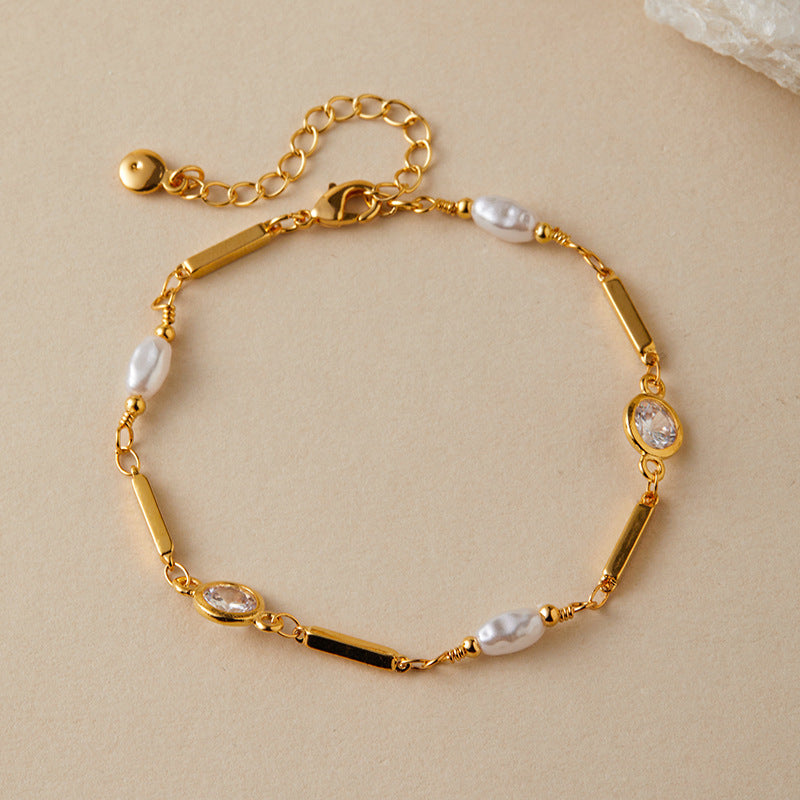 Copper Plating 18K  Retaining Inlaid Zircon Bracelet